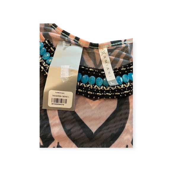 Amiani Colorful Safari Print Tunic Dress Women's Size Large, Sheer - Picture 5 of 10